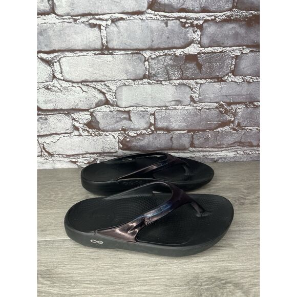 OOFOS OOlala Purple Metallic Recovery Flip Flop Sandals Women’s Sz 7.5M US/38EU - Picture 10 of 16